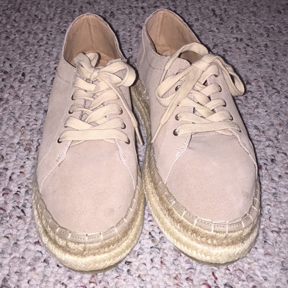 Zara Tan Suede Espadrilles Sneaker Sz 39